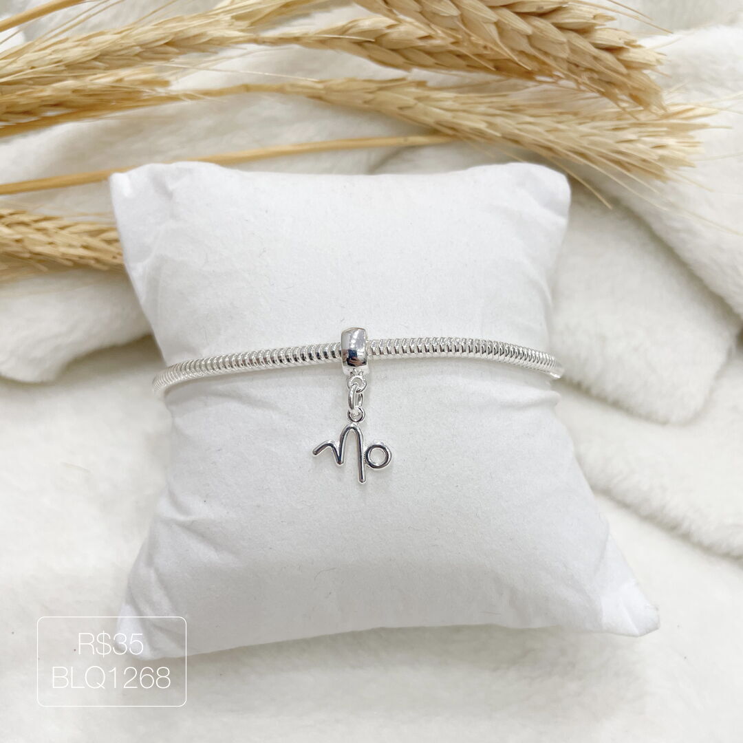 Berloque Signo Capricórnio Liso Prateado